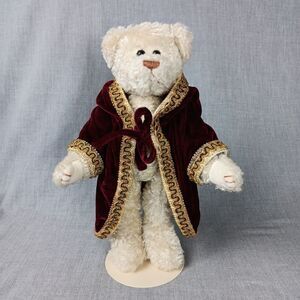 Ty Attic Treasures Gem White Bear Stuffed Dark Red Cape Robe Festive Holiday